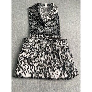 AMBRIELLE Woman size L Satiny Pajama Lounge Set Leopard Black Sexy Feminine New
